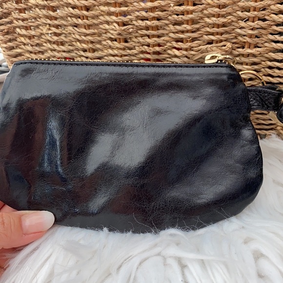 Black leather wristlet w/studded strap - Picture 9 of 12